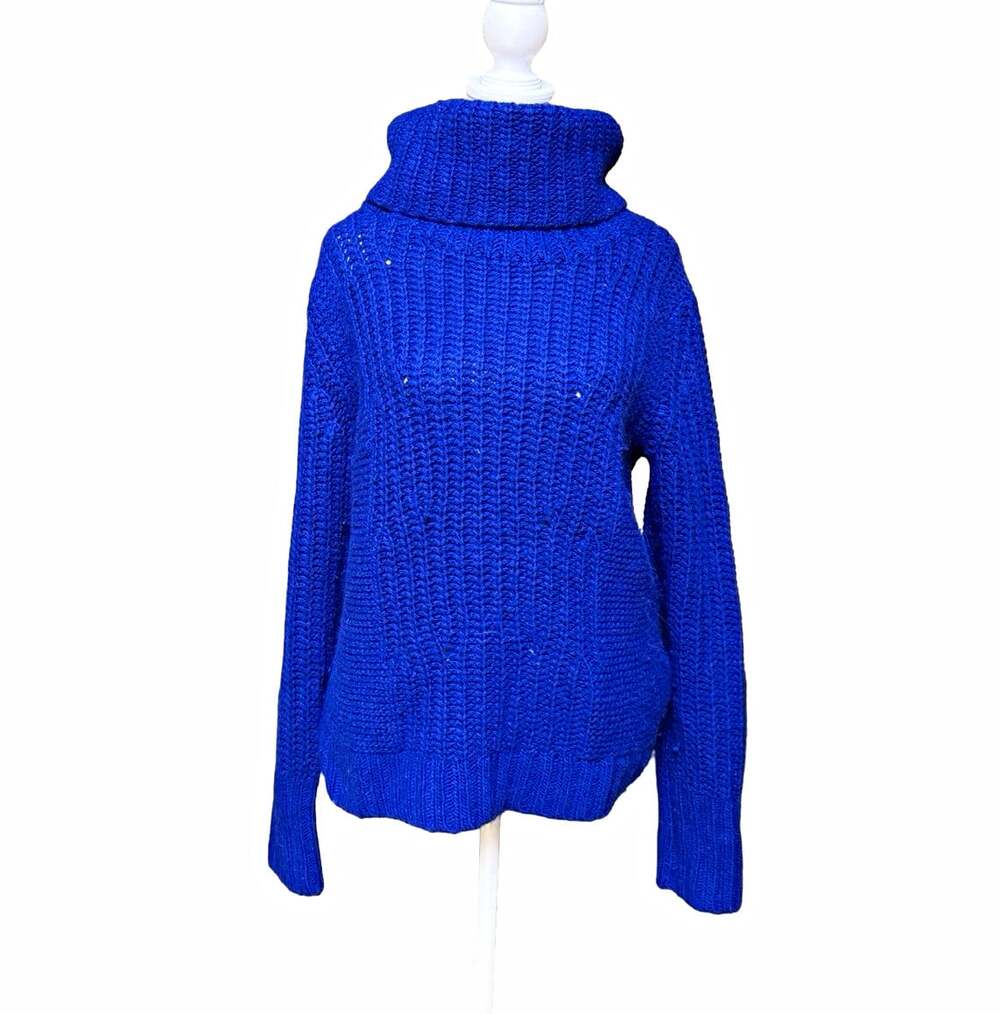 Banana Republic Women’s M Blue Merino Wool Alpaca Blend Turtleneck Sweater